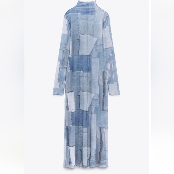 ZARA Patchwork Tulle Dress Stretch Size-M - Picture 5 of 15